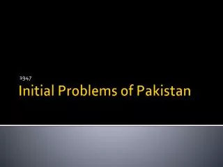 Initial Problems of Pakistan
