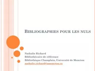 bibliographies pour les nuls