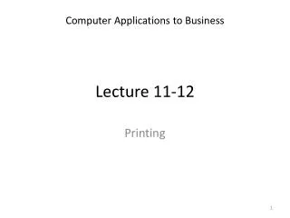 Lecture 11-12