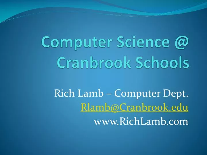computer science @ cranbrook schools