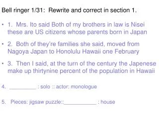 Bell ringer 1/31: Rewrite and correct in section 1.