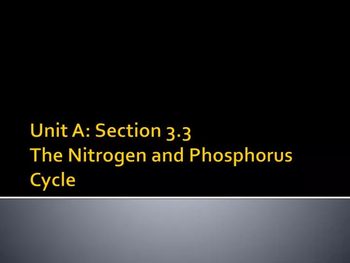 unit a section 3 3 the nitrogen and phosphorus cycle
