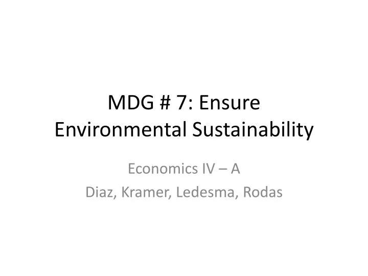 mdg 7 ensure environmental sustainability