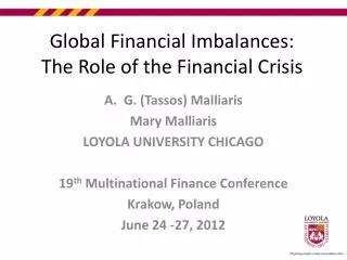 Global Financial Imbalances: The Role of the Financial Crisis