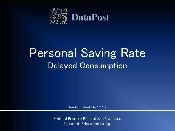 personal saving rate delayed consumption