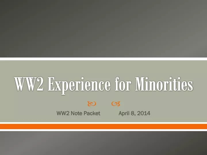 ww2 experience for minorities