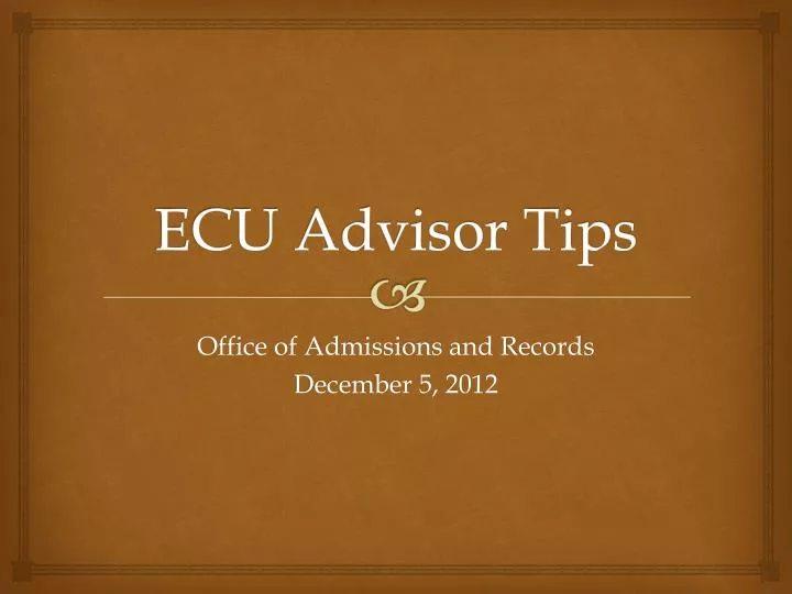 ecu advisor tips