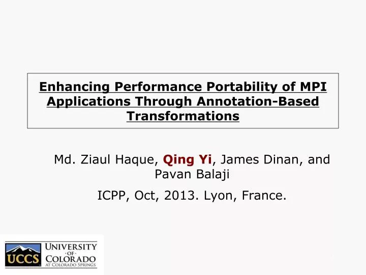 enhancing performance portability of mpi applications through annotation based transformations