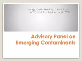 Advisory Panel on Emerging Contaminants