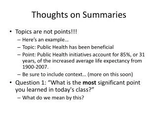thoughts on summaries