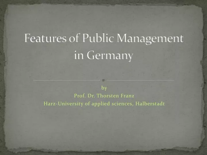 features of public management in germany