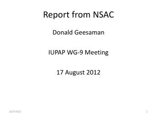 Report from NSAC