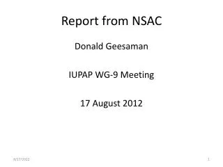 report from nsac