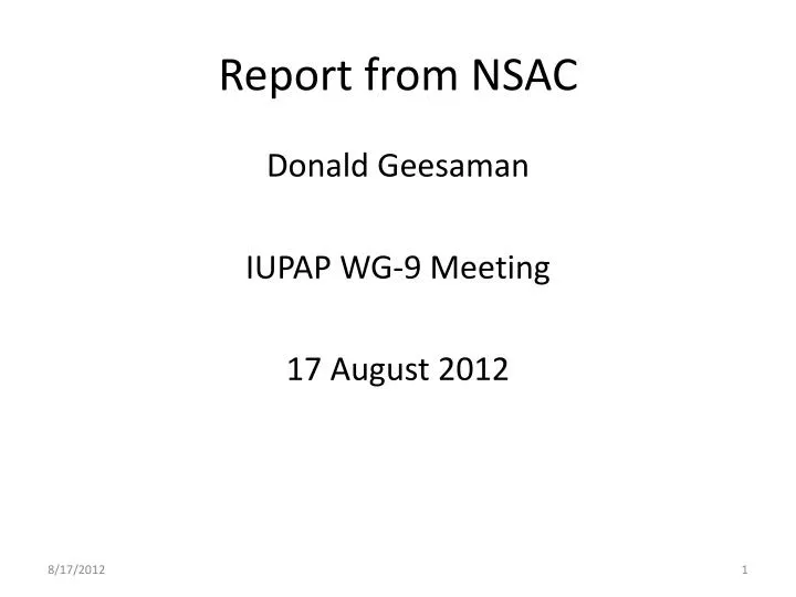 report from nsac