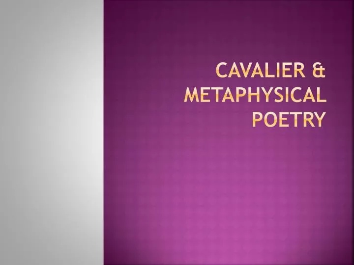 cavalier metaphysical poetry