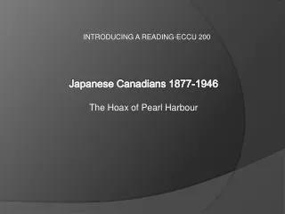 Japanese Canadians 1877-1946