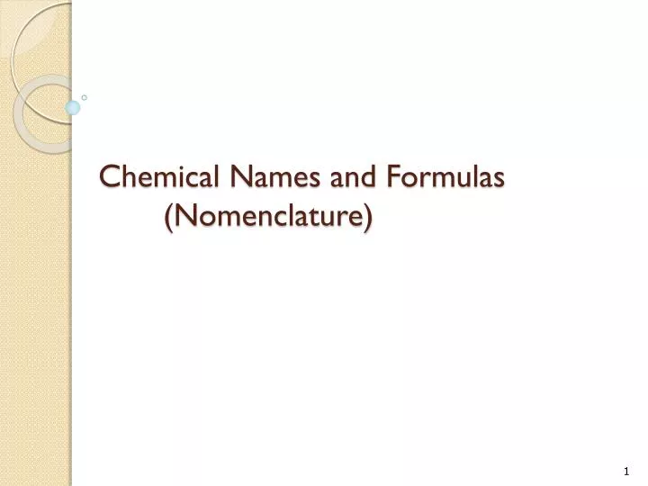 chemical names and formulas nomenclature