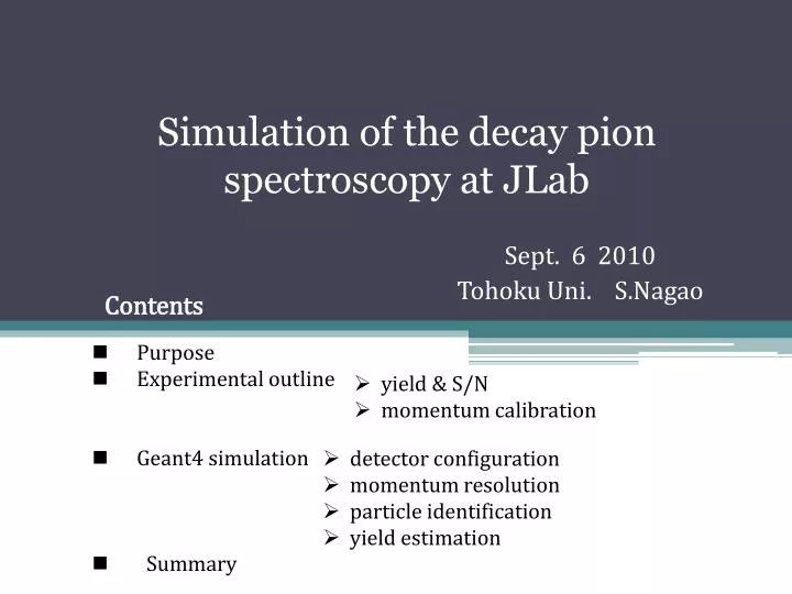 simulation of the decay pion spectroscopy at jlab