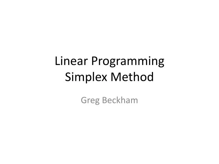linear programming simplex method