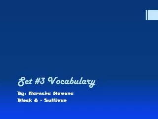 Set #3 Vocabulary