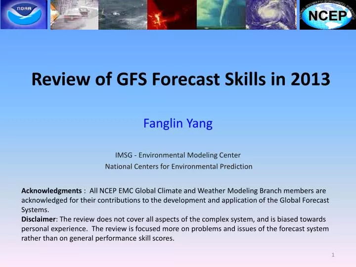 review of gfs forecast skills in 2013