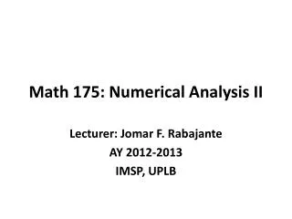 Math 175: Numerical Analysis II