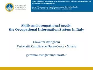 Skills and occupational needs: the Occupational Information System in Italy