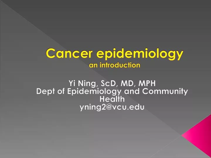 cancer epidemiology an introduction