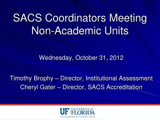 SACS Coordinators Meeting Non-Academic Units