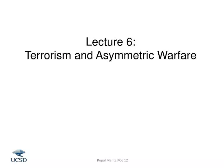 lecture 6 terrorism and asymmetric warfare