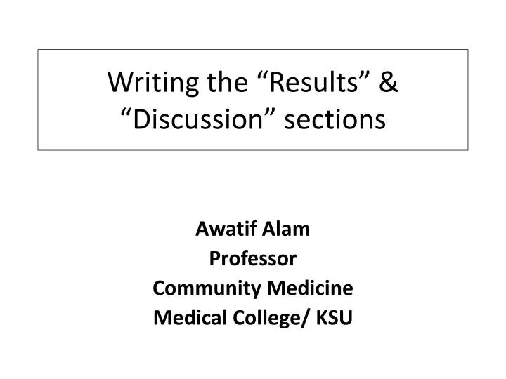writing the results discussion sections