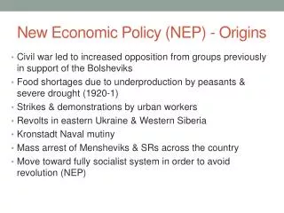 New Economic Policy (NEP) - Origins