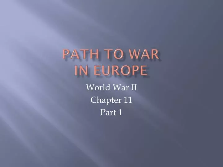 path to war in europe