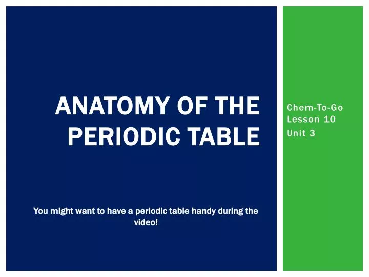 anatomy of the periodic table