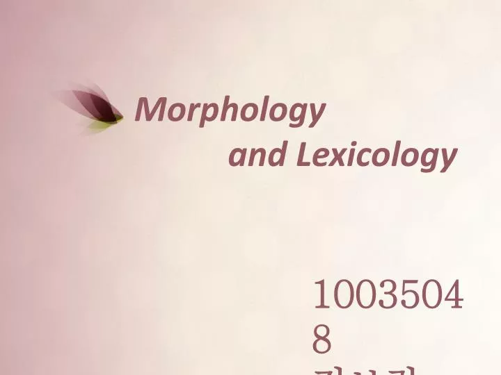 morphology and lexicology