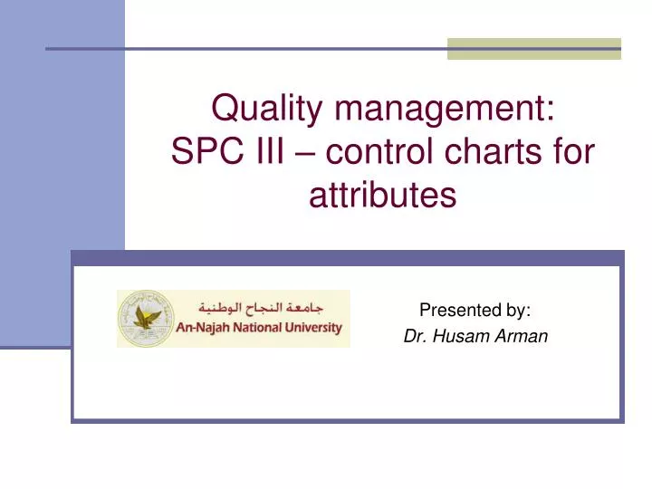 quality management spc iii control charts for attributes