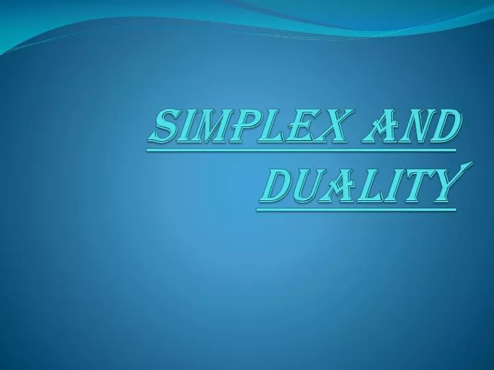 simplex and duality