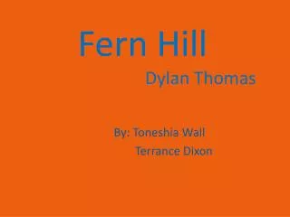 Fern Hill Dylan Thomas