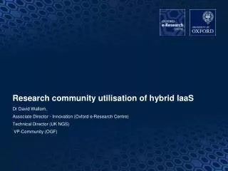 Research community utilisation of hybrid IaaS