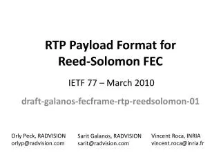 RTP Payload Format for Reed-Solomon FEC