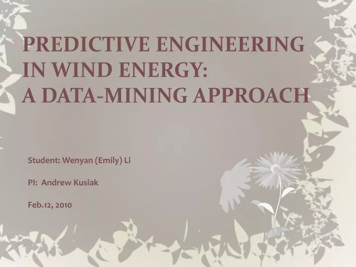 predictive engineering in wind energy a data mining approach