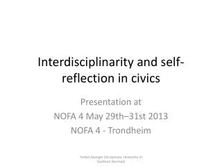 Interdisciplinarity and self-reflection in civics
