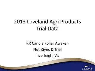 2013 Loveland Agri Products Trial Data