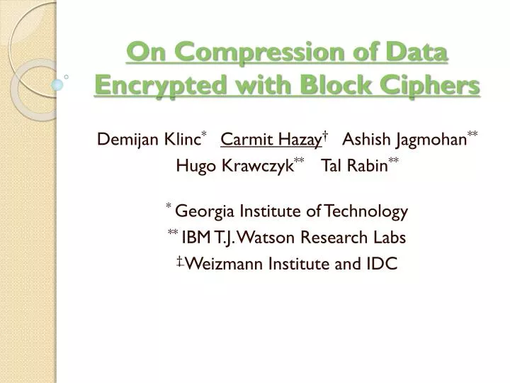 on compression of data encrypted with block ciphers
