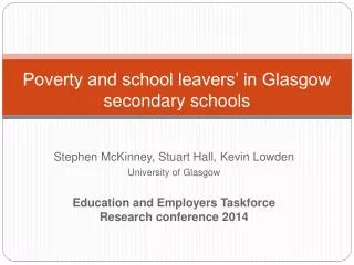 Poverty and school leavers’ in Glasgow secondary s chools