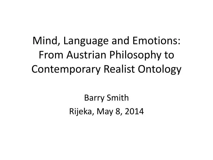 mind language and emotions from austrian philosophy to contemporary realist ontology