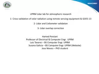 UPRM Lidar lab for atmospheric research