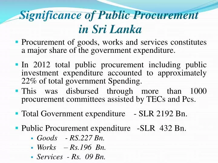 significance of public procurement in sri lanka