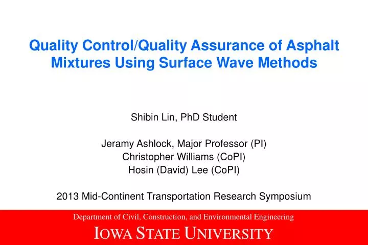 quality control quality assurance of asphalt mixtures using surface wave methods