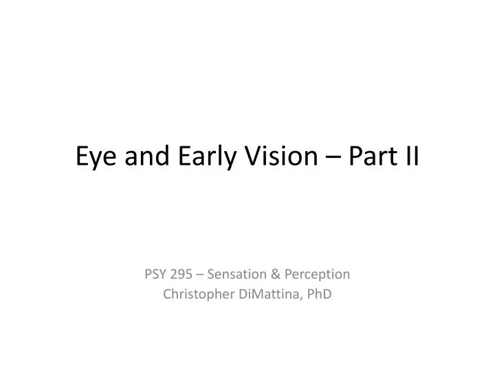 eye and early vision part ii